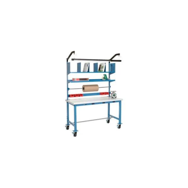 Global Equipment Mobile Packing Workbench W/Riser Power, Laminate Safety Edge, 72"W x 30"D 24419AB - main